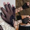 Elegant Women Hollow Out Mesh Gloves Subculture Black Sunscreen Gloves Female Anti Uv Elasticity Lace Mesh Gloves