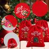 Merry Christmas Velvet Drawstring Gifts Bags Candy Snack Pouches Xmas Kids Gift Packaging Bag New Year Party Storage Organizer