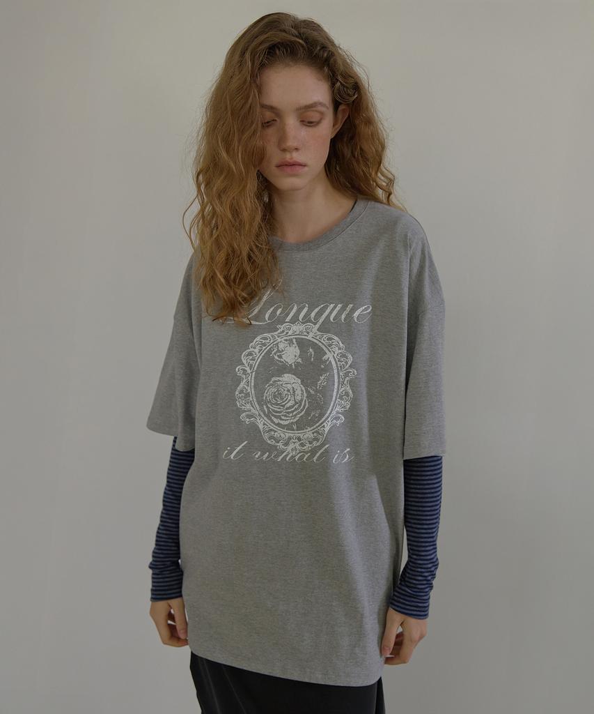 LONQUE Vintage Roze T-shirt met Halve Mouwen (Melange)