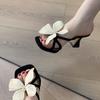 Spot Thailand niche butterfly one-word high heels new fairy temperament summer wear thin heels cool slippers woman