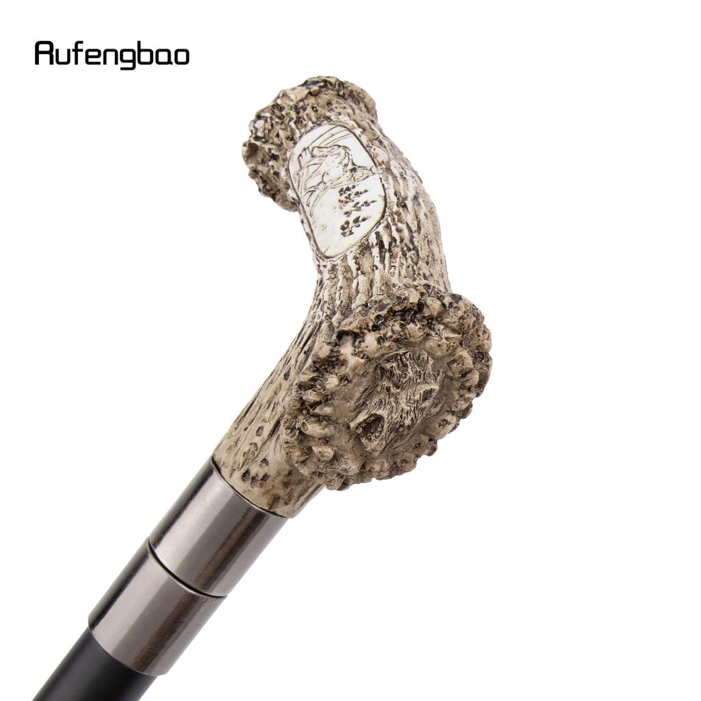 Silver Resin Wolf Tree Root Head Walking Cane Fashion Decorative Steel Stick Gentleman Elegant Cosplay Cane Knob Crosier 94cm