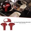 Red Carbon Gear Shift Head Knob Cover Trim Bezels for Jeep Grand Cherokee 14-15