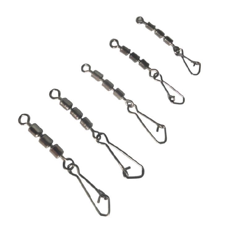 50 Piece Triple Barrels Fishing Swivels Heavy Type 20kg Strength Reinforced Snap Connectors For Freshwaters & Sea Fishing