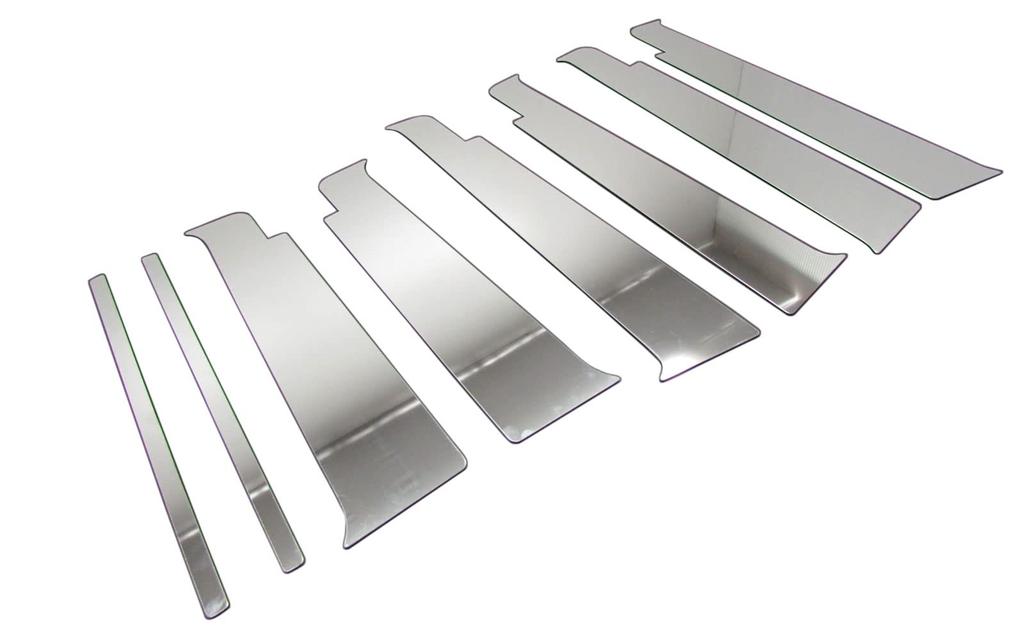 BRIGHTZ Mirror Stainless Steel Pillar Panels for BMW bB QNC 20 Series with Set 6072 Ultra-High Chrome-Plated (QNC20, QNC21, QNC25) Visor, 8-Piece