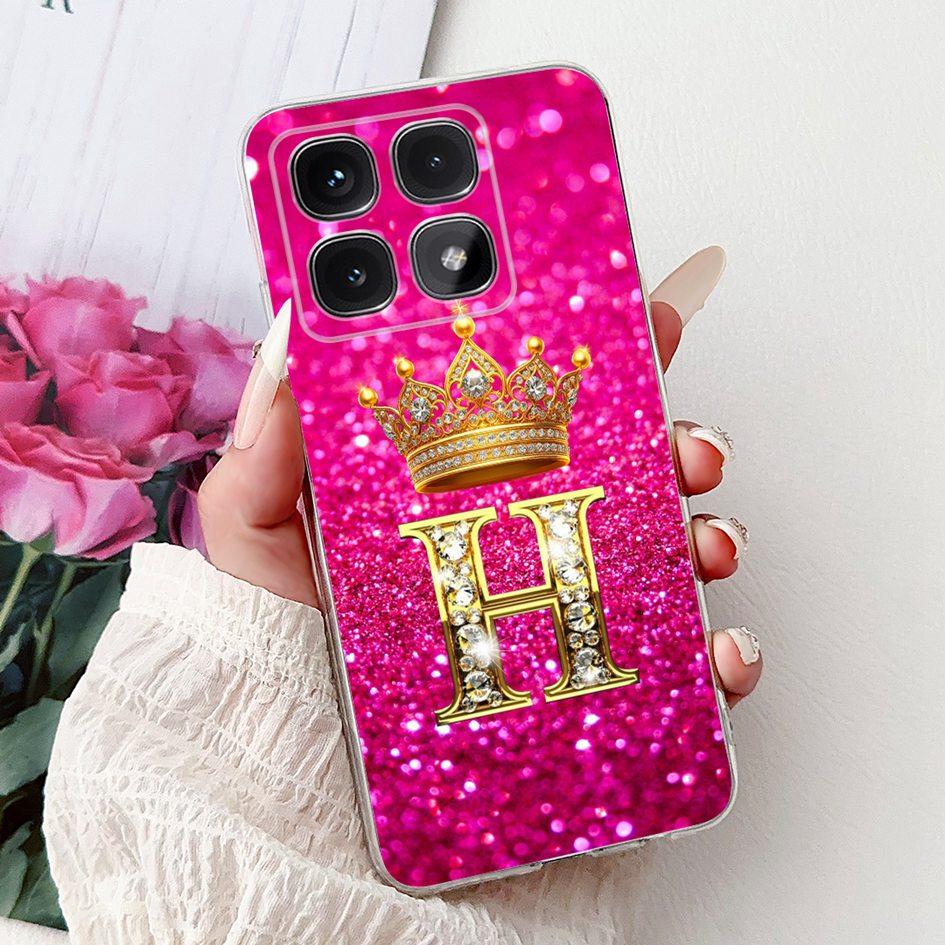 For Xiaomi 14T Pro 5G Case Luxury Crown Letters Soft Silicone Couple Phone Cover For Xiaomi 14T Mi14T 14TPro 2024 Protect Shells
