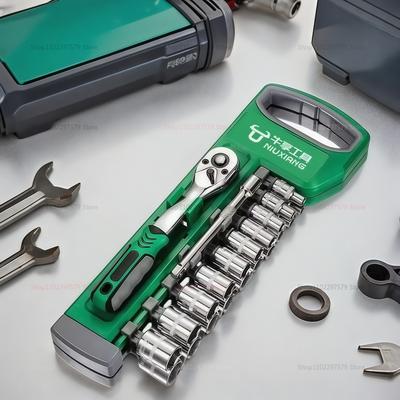 12/29-teiliges Steckschlüssel-Ratschengriff-Schraubenschlüssel-Set 1/4" 3/8" Werkzeuge Reparatur Ratschen-Set Autoreparatur Handwerkzeuge Gabelschlüssel Hülsen Kopfwerkzeug