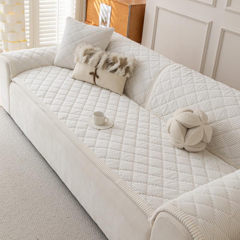 Thick Sofa Cover Cloth Fixed Anti Slip Straight Row One-Piece Sofa Cushion Cover Warm And Soft Autumn And Winter New Style