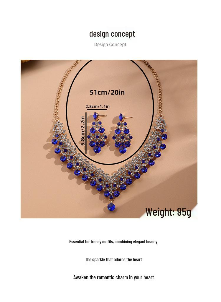 Set di Collana e Orecchini da Sposa con Strass di Lusso - Design Europeo e Americano