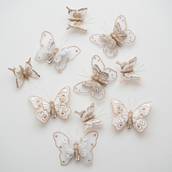 DIY Craft Butterfly Ornaments 1 Set Glitter Christmas Ornament, Double Layer Sequins Glittery Tree Decorations Hanging Decor for Tree, Festive Holiday