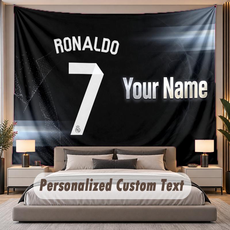 Custom Name Text Tapestry Cristiano Ronaldo Personalized Polyester Wall Tapestry For Bedroom And Room