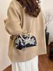 2026 Women's Crossbody Evening Bag with Chain Clasp - Textured Qipao Embroidery & Pearl Design