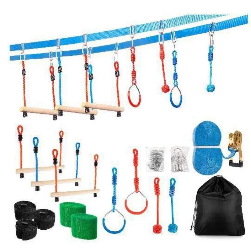 Kids Fitness Rings Climbing Game Toy Outdoor Training Activity Safe Sports Rope Swing Hanging Rings Children Climbing Equipment