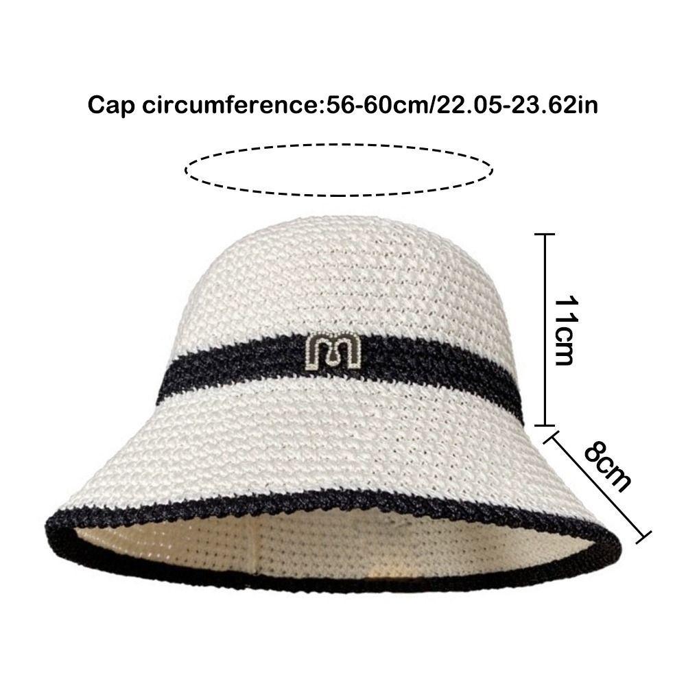 Breathable Bucket Hat Letter Decor Beach Cap Wide Brim Fisherman's Hat  Women Girls