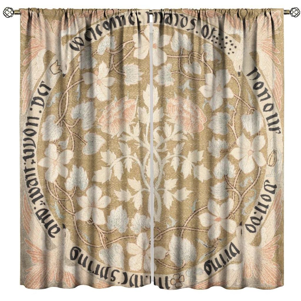 Tenda Retro Finestre William Morris con Motivo Botanico, Tenda Oscurante William Morris Arte Floreale 2 Pannelli