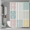 1pc Colorful Line Pattern Shower Curtain with Hooks, Bathroom Partition, Bathroom Accessories, Home Decoration
