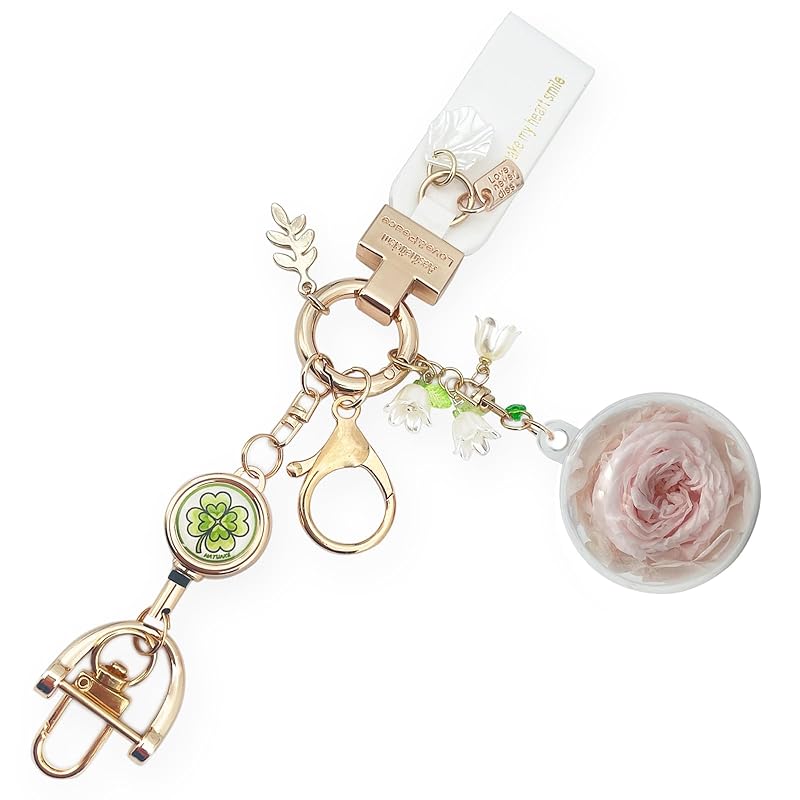 

[NATUAKE] preserved flowers key ring cute birthday present woman Popularity bag charm Fashionable gift rose leather key ring ladies she mother gift