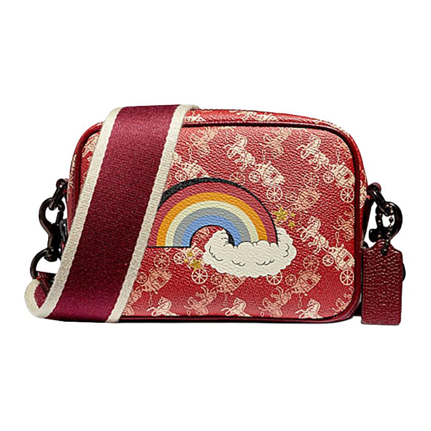 

Coach Camera 16 Horse And Carriage Print Rainbow Pattern Canvas And Leather Camera Bag Women Shoulder Bag Red 79369-V5PES Basic Set (Bag+Dust Bag)