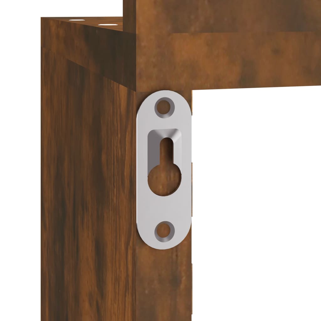Wall Mounted Corner Shelf Smoked Oak Finish 20 X 20 X 127.5 Cm Particleboard