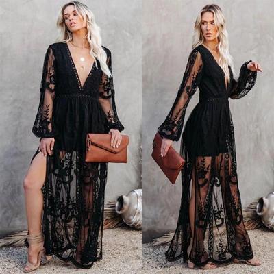Costume da bagno estivo da donna sexy in pizzo all'uncinetto con copricostume da bagno