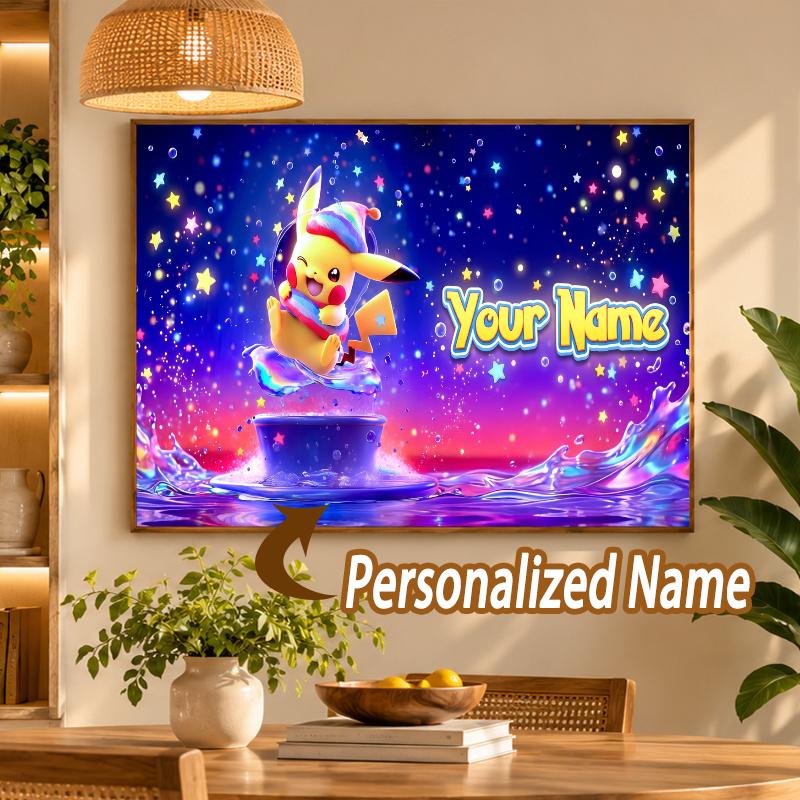 Pikachu Custom Name Diamond Painting Personalized 5D Full Drill DIY Diamond Art Home Decor