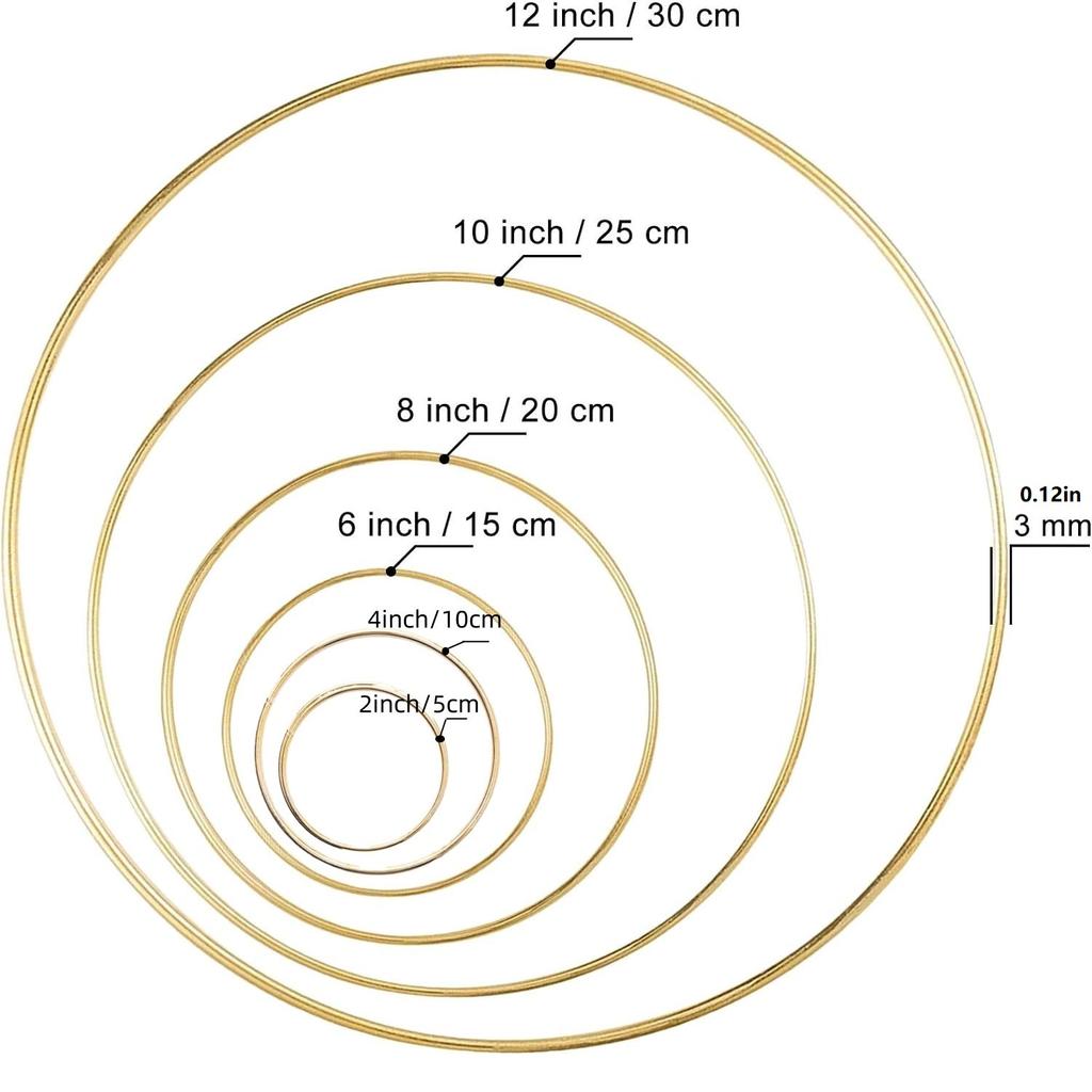 6PCS Round Metal Floral Hoop Wreath Frame Wire Ring Flower Garland Holder Rings DIY Christmas Wedding Table Decoration Wreath