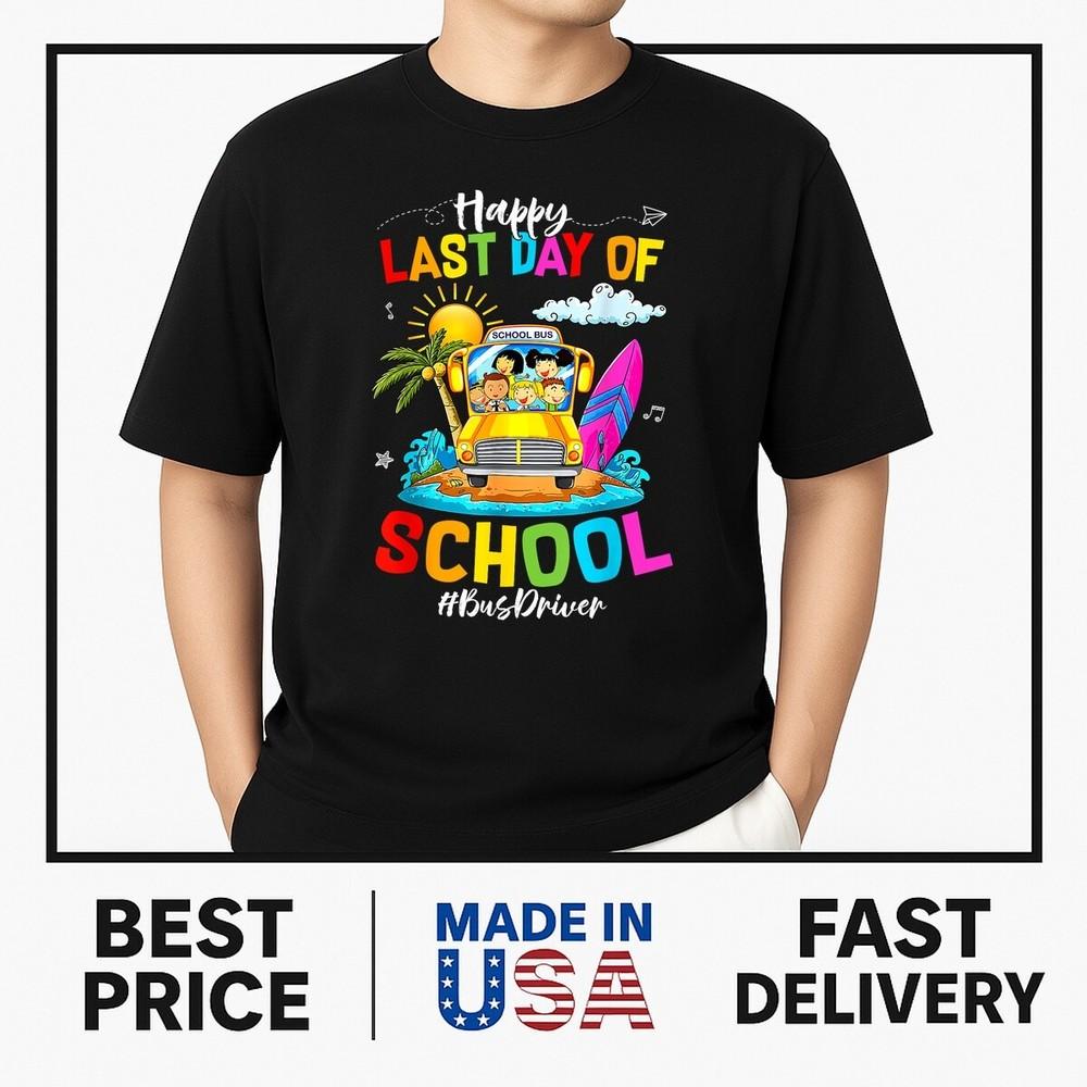Retro Last Day of School End of School Bus Driver We Out T-Shirt TRENDING Unisex T-Shirt M