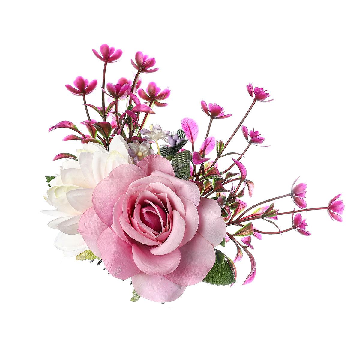 

1 шт. искусственная тканевая роза металлическая расческа для волос, модная романтичная и элегантная цветочная свадебная прическа для невесты, украшение для волос в форме круглого пучка