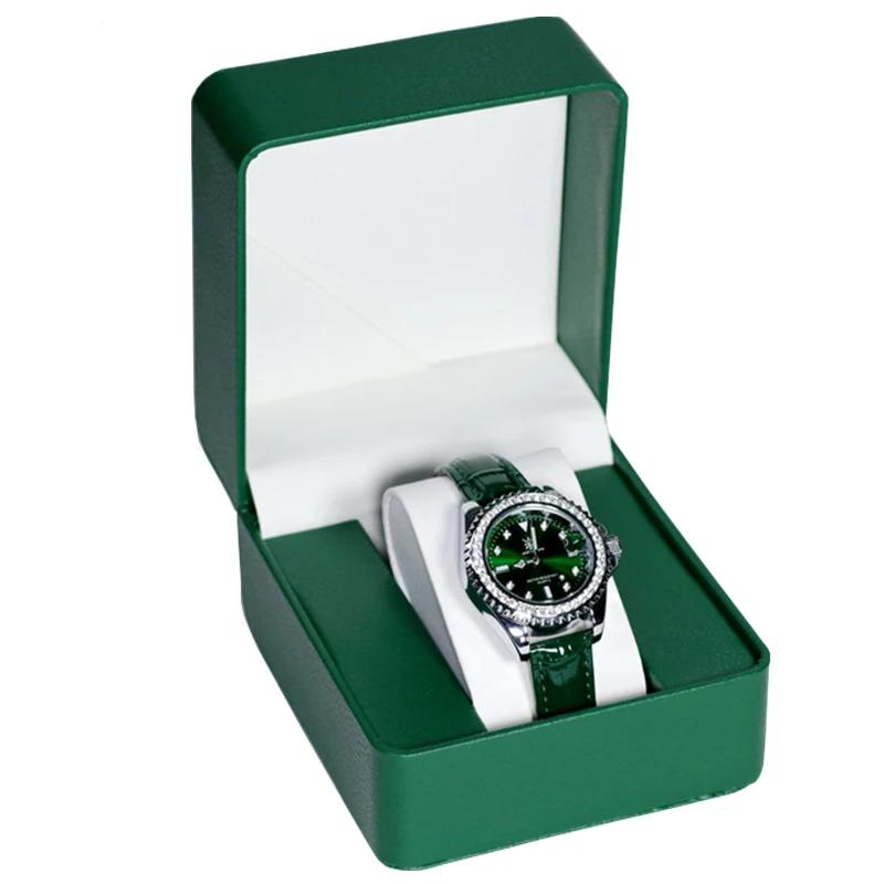 Black Single Watch Gift Box with Pillow PU Leather Wristwatch Display Case Organizer for Men Clamshell PU Leather Watch Case