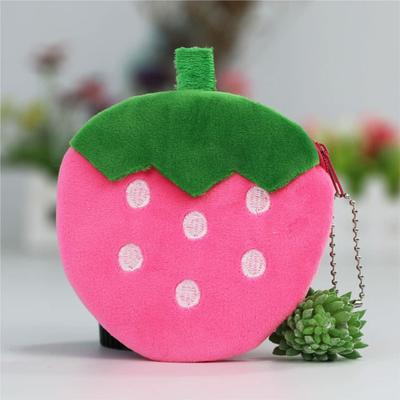 Strawberry Plush Coin Purse Fruit-Shaped Zipper Wallet for Cash & Cards, Cute Girls' Gift Accessory