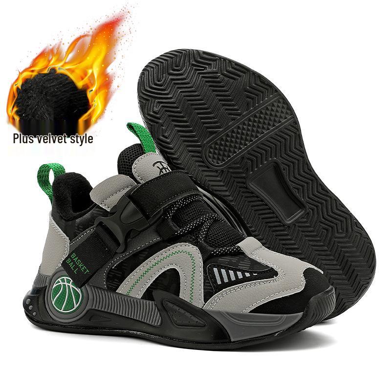 2025 Autumn Kids' Running Shoes: Waterproof, Anti-slip, Fleece-lined Sports Sneakers for Boys, Ideal for Middle and Big Kids