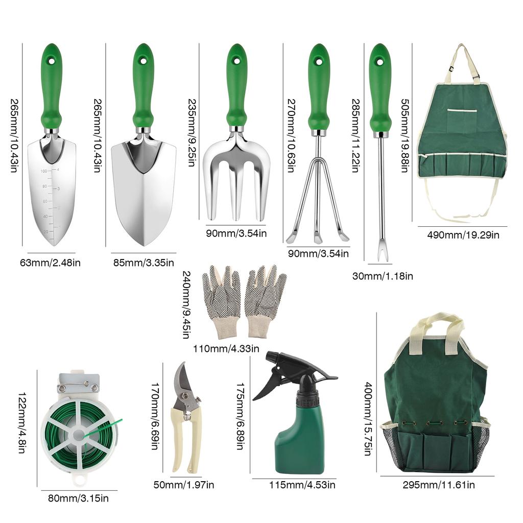 Garden Tool Set Outdoor Heavy Duty Gardening Work Set with Ergonomic Handle Garden Planting Tools Set 11 Piece