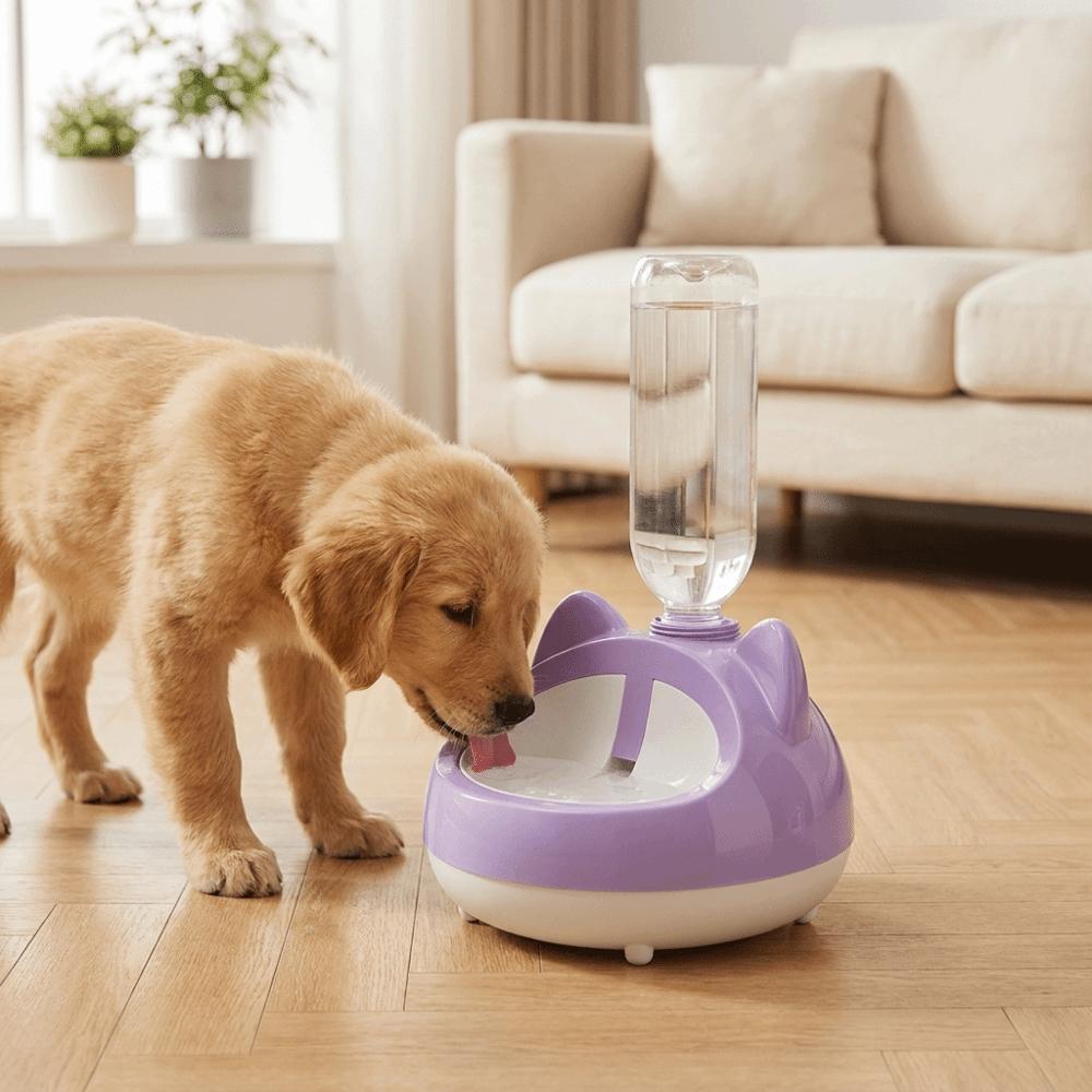 Splash-proof Automatic Water Fountain Non-Slip Pet Drinking Station Cat Water Bowl Holder Travel