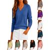 Maglione da donna in maglia a manica lunga con scollo a V ampio, morbida miscela di lana, top invernale casual