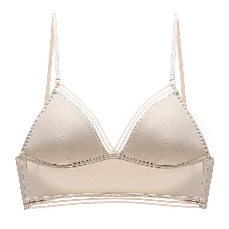 

Summer ice silk sexy underwear women s neck big halter U-shaped beautiful back thin without steel rim triangle cup bra L