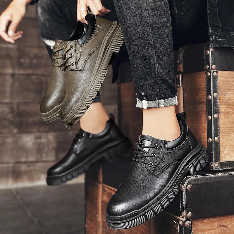 Fashion Men Shoes lace up New Winter Genuine Leather Casual Shoes Fashion Business Oxford Shoe men Designer office Work Shoes