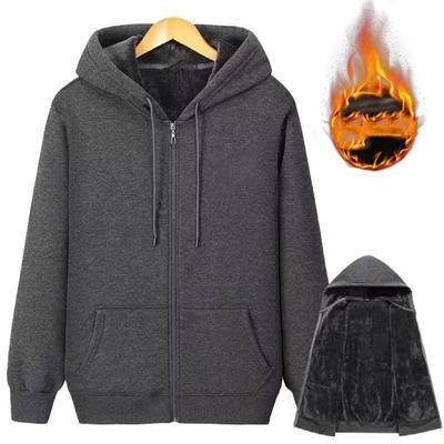 Veste d'hiver à capuche pour homme, chaude, en peluche, zippée, ample, décontractée, à manches longues