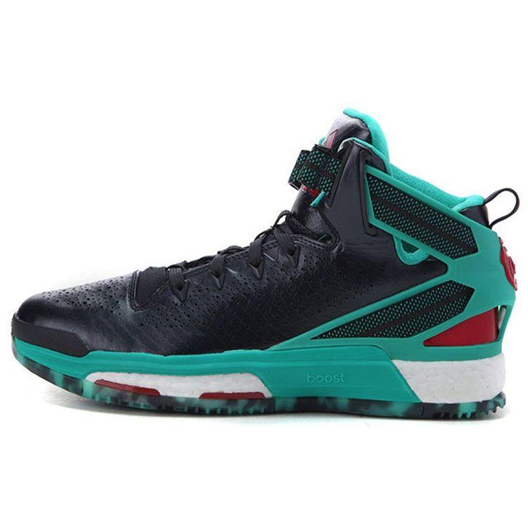 Adidas D Rose 6 Round Toe Lace-Up Synthetic Leather Durable Mid-Top Basketball Shoes Men Sneakers Black Green Q16930