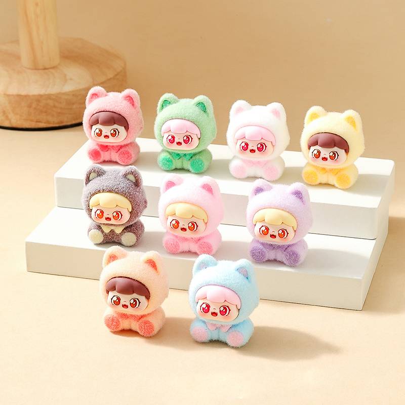 Mini Dora Blind Box Flocking Capybara Doll Model Cute Cartoon Figures Desktop Ornaments Creative Christmas Gift Party Favors