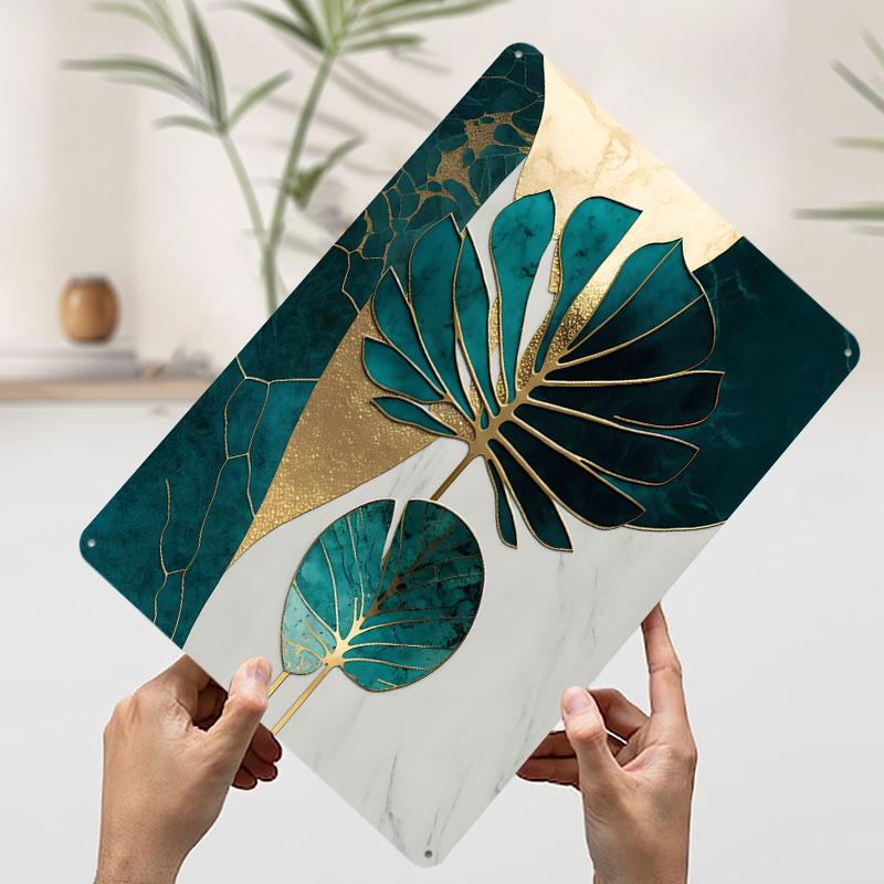 

Абстрактное искусство тропических листьев Металлический постер Индивидуальный настенный декор Ретро Винтажные жестяные таблички для мужской пещеры, украшения гостиной 20x30cm（7.8x11.8inch）