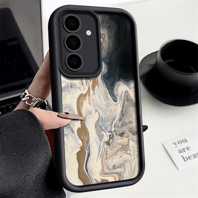Samsung S25 S24 S22 Ultra Plus S23 S21 S20 Fe A55 A54 A53 A52 A35 A34 A15 A14 5g Darbeye Dayanıklı Silikon Yumuşak Kılıf Kapağı İçin Mürekkep Mermer Desenli Kabuk