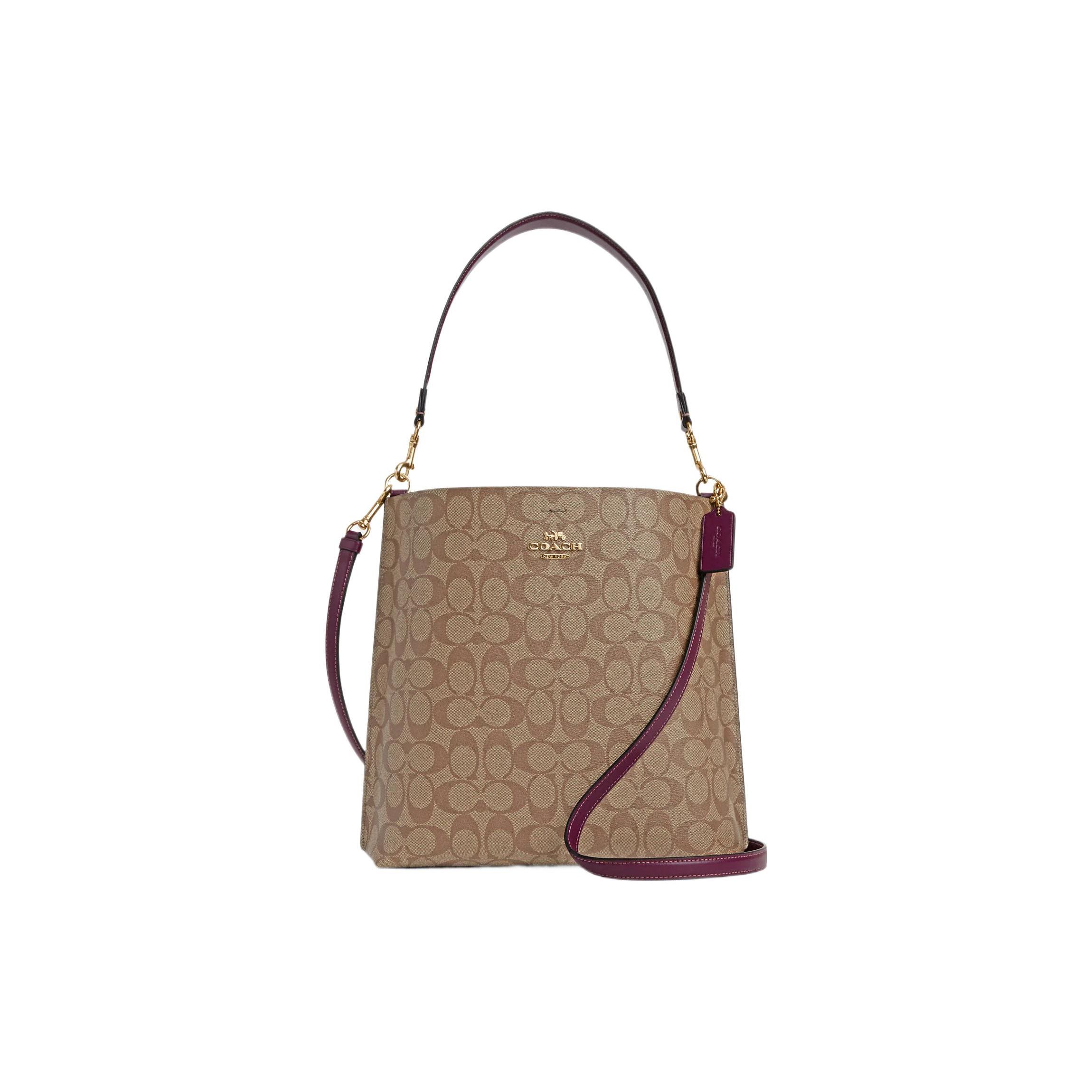 

Coach Mollie Solid Color Hardware Logo Classic Monogram Zip Closure Tote Bag Women tote bags Khaki Deep-Berry CA561-IMRSF Basic Set (Bag+Dust Bag)