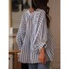 Summer Women's Striped Long Sleeve Loose Slimming Casual Shirt, European American Style Casual Blouse Top for Women