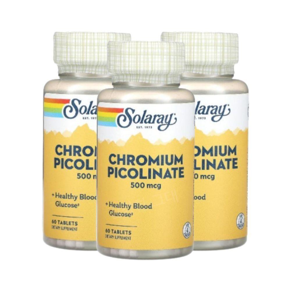 Chromium Solaray Chromium Picolinate 500mcg 60 Tablets 3 pcs Picolinate