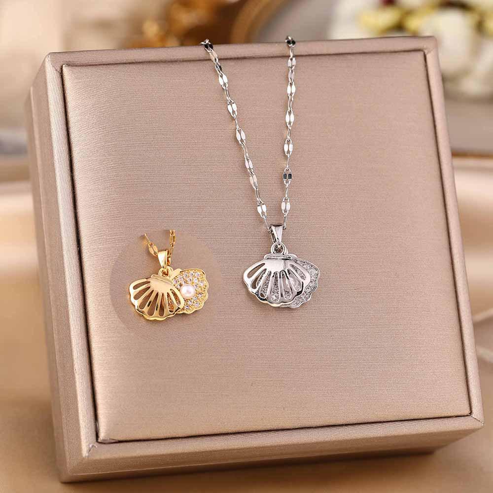 Women's Silver Titanium Steel Necklace with Micro-Inlaid Zircon - Elegant, Durable Clavicle Chain Jewelry