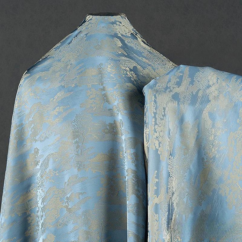 100x150cm Simulated Silk Satin Two-color Jacquard Fabric Thin Woven Brocade Satin Fabric Chinese Style Cheongsam Dress Fabric 100x150cm
