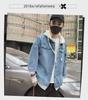Men's Korean Style Slim Light Ripped Denim Baseball Jacket for Autumn and Winter