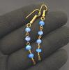 Natural Ethiopian Opal Beads Earrings Blue Multi Fire Opal 14K Gold Cabochon Beaded