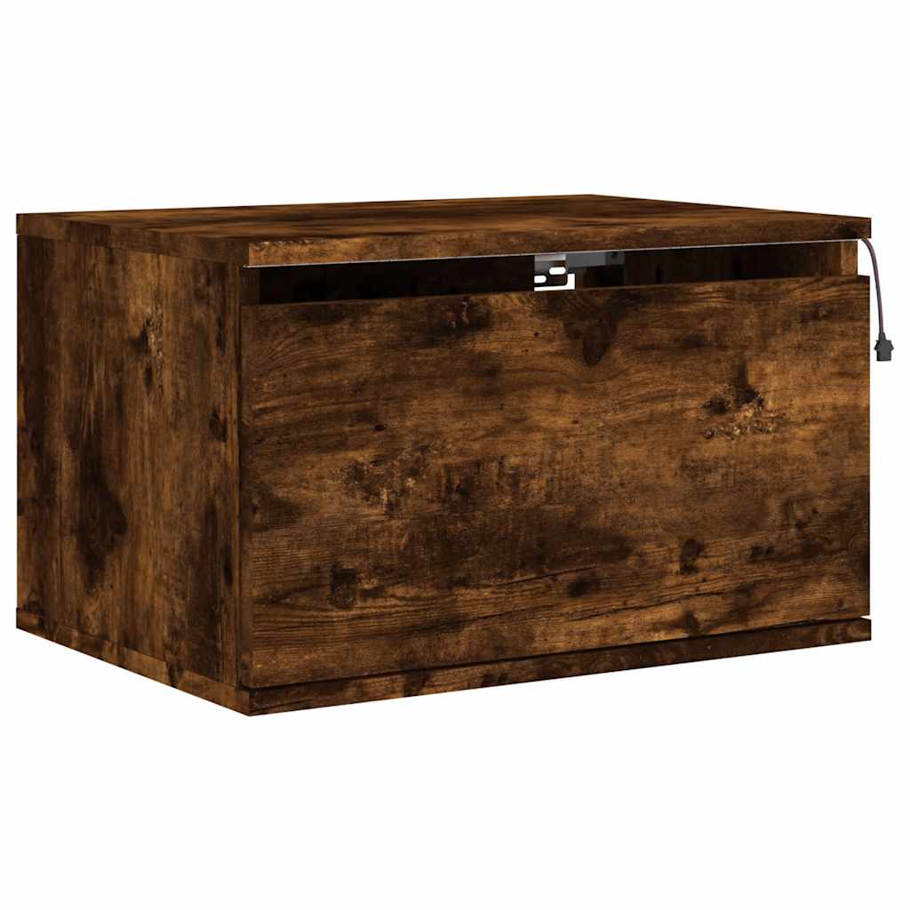 Wandmontierter Nachttisch Mit LED-Licht, Schwebendes Sideboard Für Wohnzimmer TV-Schrank, 50x36x30 Cm