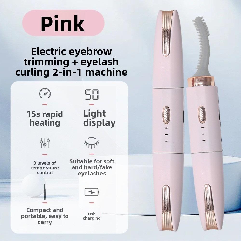 2 в 1 Нагреваемый щипчик для завивки ресниц Быстрый нагрев Защита от ожогов Электрический щипчик для завивки ресниц Долговечный USB-перезаряжаемый триммер для бровей