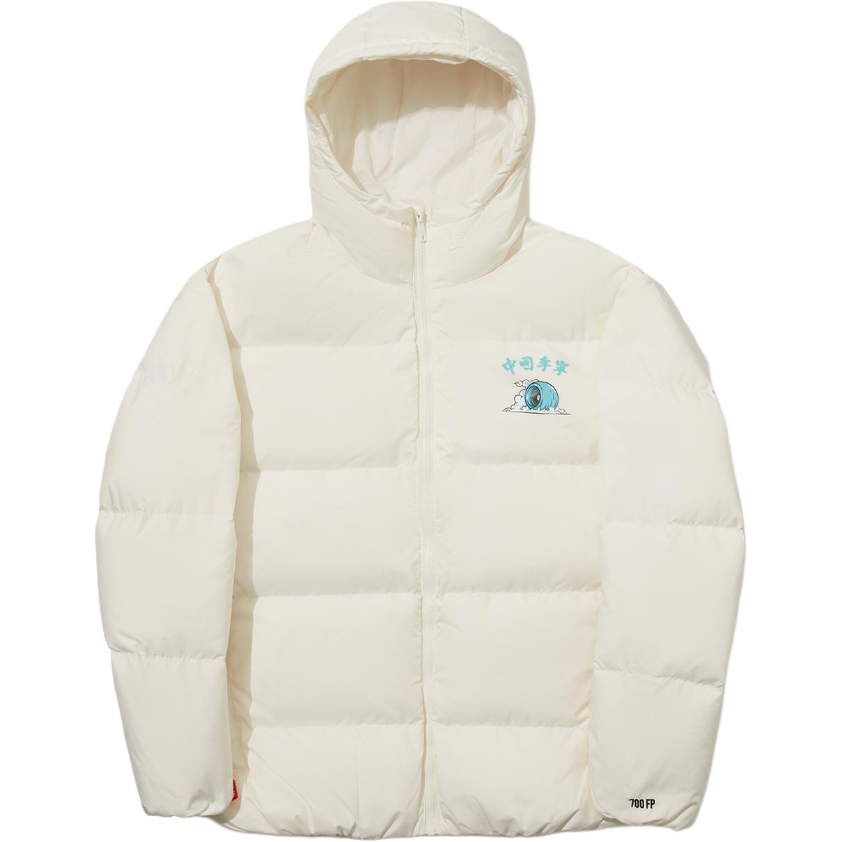 

Серия скейтбордов Li Ning Однотонная куртка-пуховик свободного кроя с капюшоном на молнии с длинным рукавом Унисекс верхняя одежда Молочно-белый AYMU325-1 L